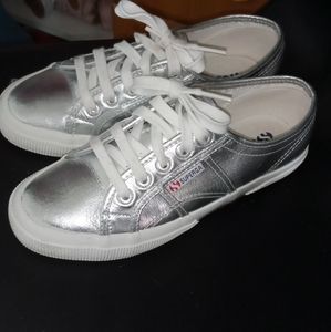 Superga 2750 Lame W Shoes - Platinum